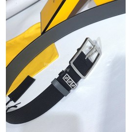 Fendi Black Litchi Leather Pin Buckle 35mm Belt