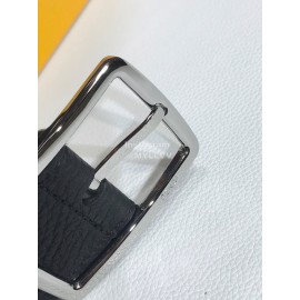 Fendi Black Litchi Leather Pin Buckle 35mm Belt