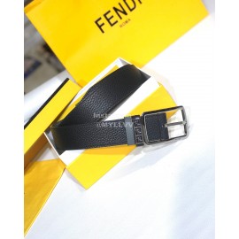 Fendi Black Litchi Leather Pin Buckle 35mm Belt