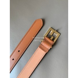 Fendi Fashion Calf Leather FF Buckle 24mm Belt For Women Brown