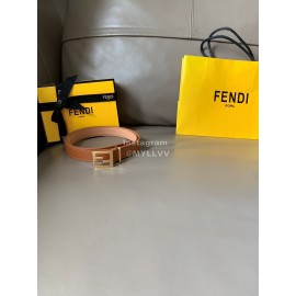 Fendi Fashion Calf Leather FF Buckle 24mm Belt For Women Brown