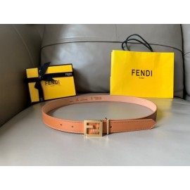Fendi Fashion Calf Leather FF Buckle 24mm Belt For Women Brown