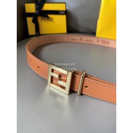 Fendi Fashion Calf Leather FF Buckle 24mm Belt For Women Brown