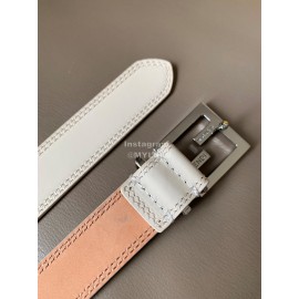 Fendi New Calf Leather FF Buckle 24mm Belt For Women White