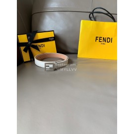 Fendi New Calf Leather FF Buckle 24mm Belt For Women White