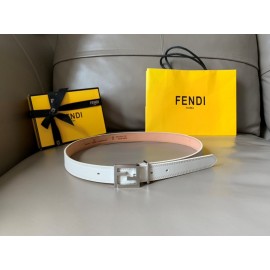 Fendi New Calf Leather FF Buckle 24mm Belt For Women White