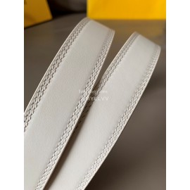Fendi New Calf Leather FF Buckle 24mm Belt For Women White