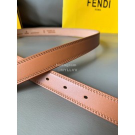 Fendi New Calf Leather FF Buckle 24mm Belt For Women Brown