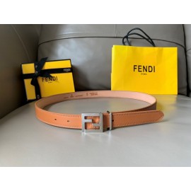 Fendi New Calf Leather FF Buckle 24mm Belt For Women Brown