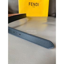 Fendi New Calf Leather FF Buckle 24mm Belt For Women Black