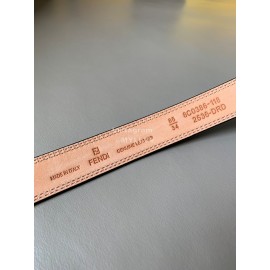 Fendi New Calf Leather FF Buckle 24mm Belt For Women Black