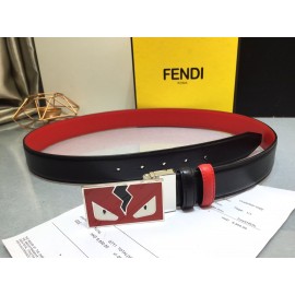 Fendi Calf Leather Monster Enamel Buckle 35mm Belt Red