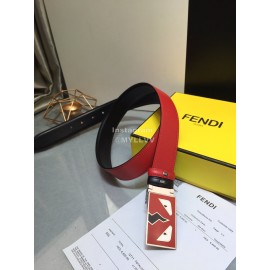 Fendi Calf Leather Monster Enamel Buckle 35mm Belt Red