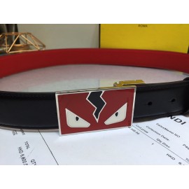 Fendi Calf Leather Monster Enamel Buckle 35mm Belt Red