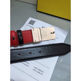 Fendi Calf Leather Monster Enamel Buckle 35mm Belt Red