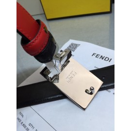 Fendi Calf Leather Monster Enamel Buckle 35mm Belt Red