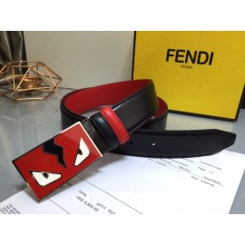 Fendi Calf Leather Monster Enamel Buckle 35mm Belt Red