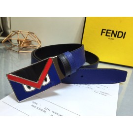 Fendi Black Blue Calf Leather Monster Enamel Buckle 35mm Belt