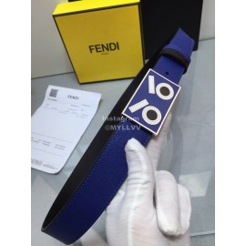 Fendi Blue Calf Leather Monster Enamel Buckle 35mm Belt
