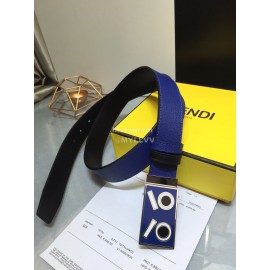 Fendi Blue Calf Leather Monster Enamel Buckle 35mm Belt