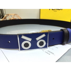 Fendi Blue Calf Leather Monster Enamel Buckle 35mm Belt