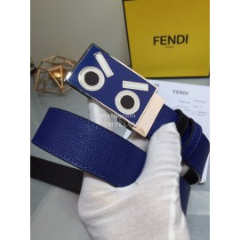 Fendi Blue Calf Leather Monster Enamel Buckle 35mm Belt