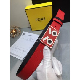 Fendi Red Calf Leather Monster Enamel Buckle 35mm Belt