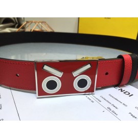 Fendi Red Calf Leather Monster Enamel Buckle 35mm Belt