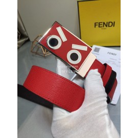 Fendi Red Calf Leather Monster Enamel Buckle 35mm Belt