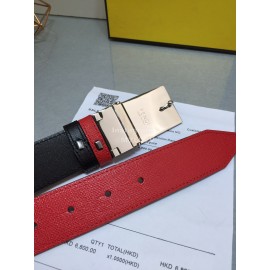 Fendi Red Calf Leather Monster Enamel Buckle 35mm Belt