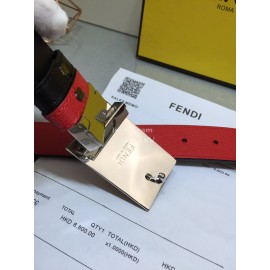 Fendi Red Calf Leather Monster Enamel Buckle 35mm Belt