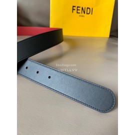 Fendi Double Side Calf Leather Round Buckle 34mm Belt Red
