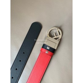 Fendi Double Side Calf Leather Round Buckle 34mm Belt Red