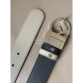 Fendi Double Side Calf Leather Round Buckle 34mm Belt Gray