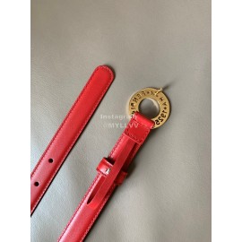 Fendi Calf Leather Gold Hollow Circle Buckle 20mm Belt Red