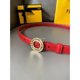 Fendi Calf Leather Gold Hollow Circle Buckle 20mm Belt Red