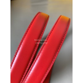 Fendi Calf Leather Gold Hollow Circle Buckle 20mm Belt Red