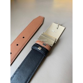 Fendi Calf Leather Enamel Buckle 34mm Leisure Belt Brown