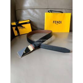 Fendi Calf Leather Enamel Buckle 34mm Leisure Belt Brown