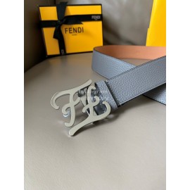 Fendi Calf Leather Karligaphy Buckle 40mm Belt Gray