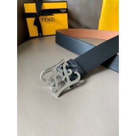 Fendi Calf Leather Karligaphy Buckle 40mm Belt Black