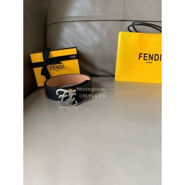 Fendi Calf Leather Karligaphy Buckle 40mm Belt Black