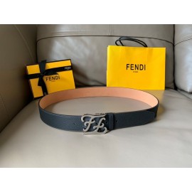Fendi Calf Leather Karligaphy Buckle 40mm Belt Black