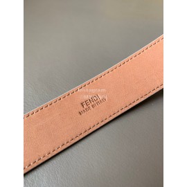 Fendi Soft Calf Leather Gold FF Buckle 30mm Belt For Women White