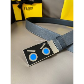 Fendi Double Side Calf Leather Enamel Buckle 34mm Belt Gray