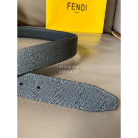 Fendi Double Side Calf Leather Enamel Buckle 34mm Belt Gray