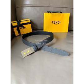 Fendi Double Side Calf Leather Palladium Buckle 34mm Belt Black
