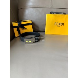 Fendi Double Side Calf Leather Palladium Buckle 34mm Belt Black