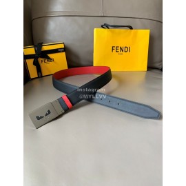 Fendi Double Side Calf Leather Palladium Buckle 34mm Belt Red