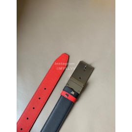 Fendi Double Side Calf Leather Palladium Buckle 34mm Belt Red